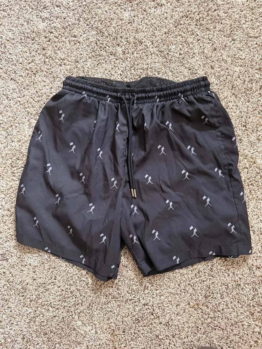 Baseballism Men's Black Flag Man All Over Print Swim Shorts Medium